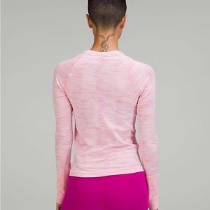 Lululemon Swiftly Tech LS 2.0 Race Chroma Check Strawberry Milkshake Sz 10